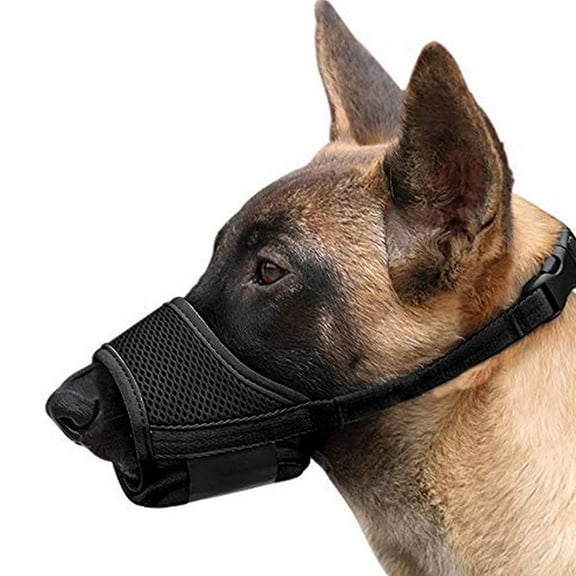 Emlimny Dog Muzzle,Soft Nylon Muzzle Anti Biting Barking Chewing,Air Mesh Breathable Drinkable Adjustable Loop Pets Muzzle for Small Medium Large Dogs, Black