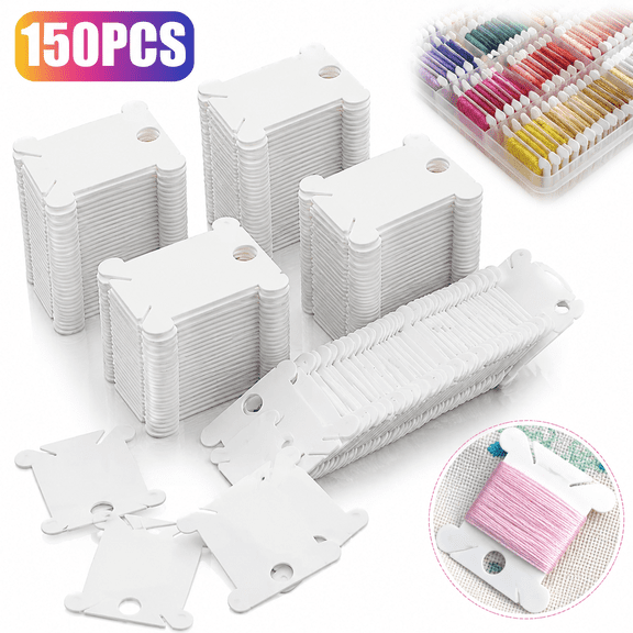 Emlimny Embroidery Floss Bobbins, 150 Pcs Embroidery Floss Organizer, Plastic Embroidery Thread Cards for Cross Stitch Thread Holder Sewing Storage,Embroidery Thread Organizer