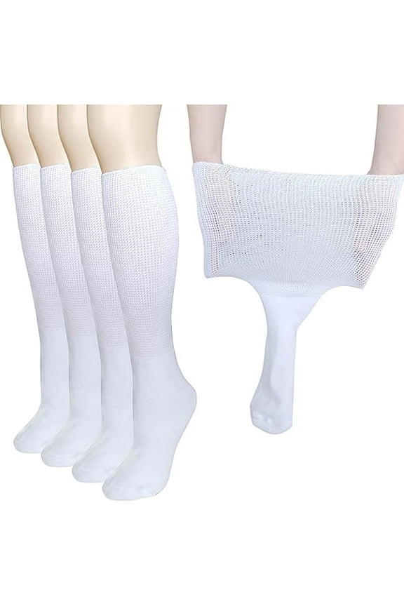 Extra Wide Socks for Lymphedema Swollen Feet Leg, Bariatric Socks, Medical Cast Sock, Diabetic Non Binding Oversized Neuropathy Swelling Women Men Over Calves (2 Pairs)
