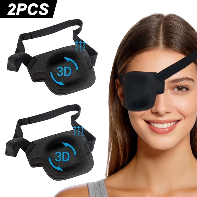 Emlimny 3D Eye Patch for Adults, 2 Pack Adjustable Black Right Eye