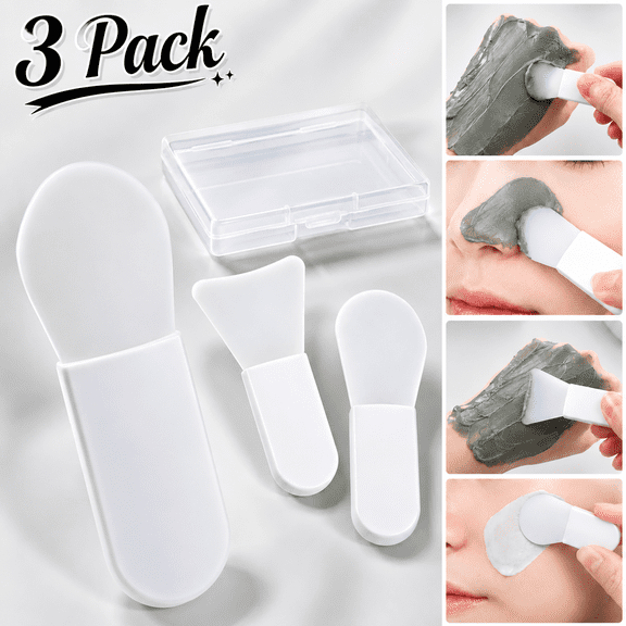 Emlimny Face Mask Applicator Brushes, Mini Makeup Spatula Portable Beauty Tools Set for Facial Mud, Cosmetic Mask, Facial Clay, Eye Mask, Body Lotion and More. 3PCS Soft Silicone Brush Suit