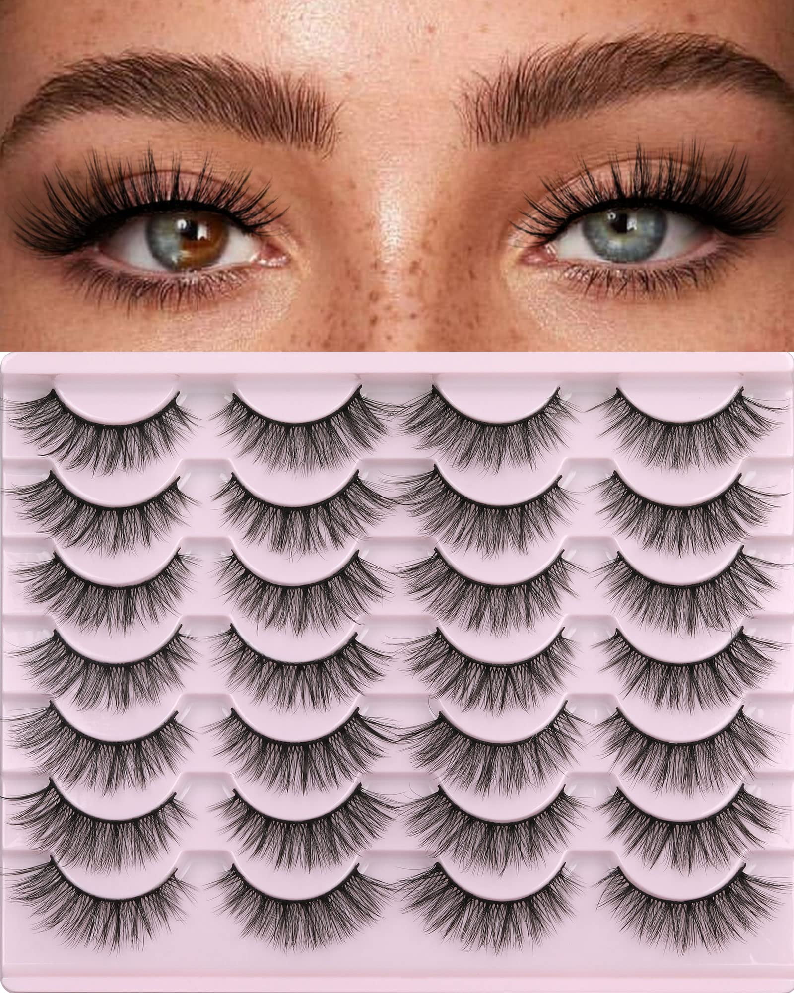 Emlimny False Eyelashes 14mm Faux 3D Mink Lashes Natural Look