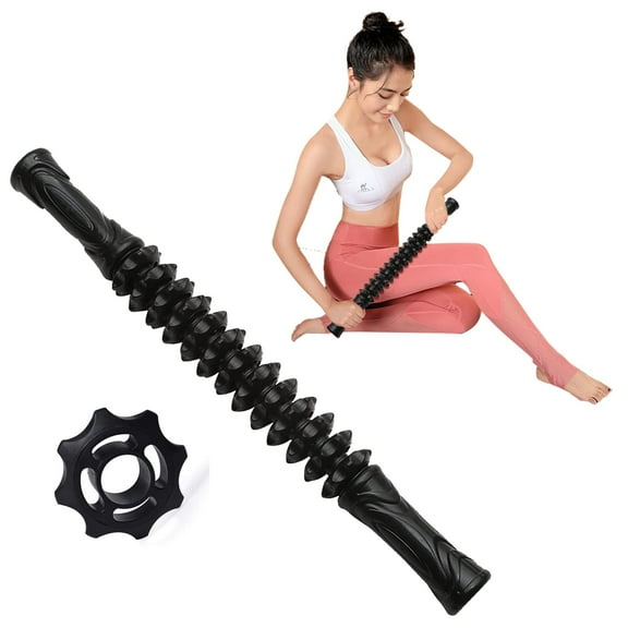 Emlimny Fascia Roller Stick with Storage Bag Massage Roller for Office, Outdoor, Indoor, Yoga Roller Muscle Release Training Fitness, Black