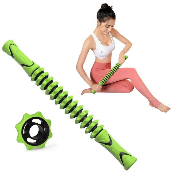 Emlimny Fascia Roller Stick with Storage Bag Massage Roller for Office, Outdoor, Indoor, Yoga Roller Muscle Release Training Fitness, Green