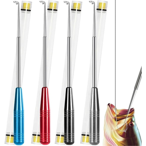 Emlimny Fish Hook Remover Tool Kit - Safety Quick Release Extractor & Descender Device with 4-Pack Storage Tubes, Fishing Gear Security Accessories for Catch and Release (Boat, Kayak, Pier)