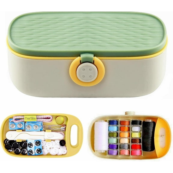 Emlimny Green Sewing Project Kit, 135 Pcs Family Sewing Supplies Repair Kit Traveler Sewing Kit Sewing Thread Accessories DIY Sewing Supplies Organizer (Green)