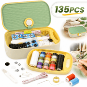Emlimny Green Sewing Project Kit, 135 Pcs Family Sewing Supplies Repair Kit Traveler Sewing Kit Sewing Thread Accessories DIY Sewing Supplies Organizer Green
