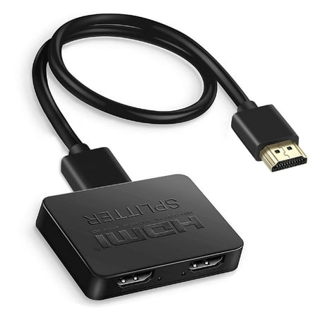 Emlimny HDMI Splitter 1 in 2 Out?with 4ft HDMI Cable ? 4K HDMI Splitter for Dual Monitors Duplicate/Mirror Only, 1x2 HDMI Splitter 1 to 2 Amplifier for Full HD 1080P 3D, 1 Source onto 2 Displays