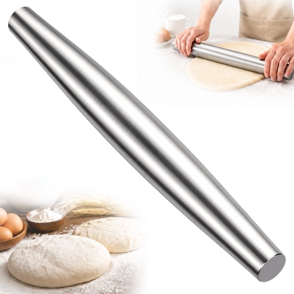 Emlimny Heavy Duty Stainless Steel Rolling Pin for Baking, 12.8 Inch Rolling Pin for Dough Kitchen Tool for Fondant, Pizza Dough, Pasta, Pie Crust, Cookies, Pastry and Crafting