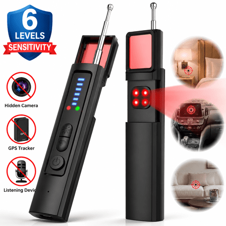 Emlimny Hidden Camera Detectors, GPS Tracker Detector, Portable Spy Camera Finder Hidden Device for Car, Home,Hotel,Travel, Office, 6 Levels Sensitivity (Black)
