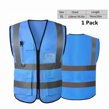 Emlimny High Visibility Security Reflective Safety Vest, Blue, XL