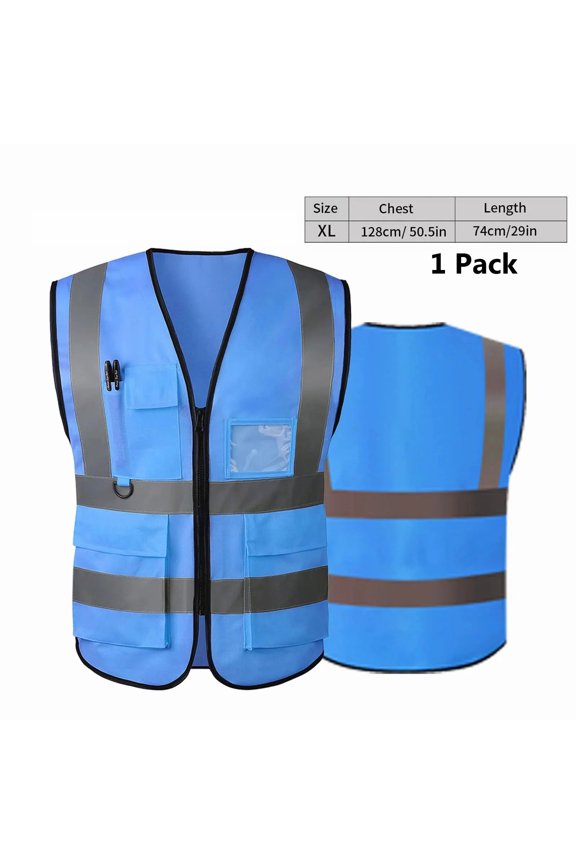 High Visibility Security Reflective Safety Vest, Blue, XL