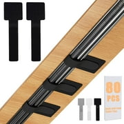 Emlimny Hook and Loop Cable Straps, Cable Management Under Desk, 80PCS Self Adhesive Cable Ties, Reusable Wire Organizers for Cords, Adjustable Cable Clips, Home Office Essentials (Black)