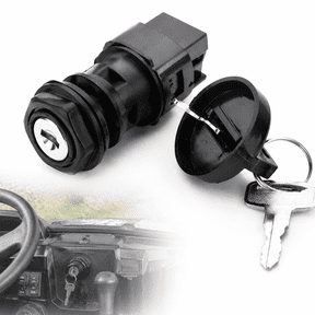 Emlimny Ignition Key Switch 3 Position 6 Pin, Universal Automotive Replacement, Brass Tab Terminals, Panel Mount, Key Operated Engine Starter Compatible with 2001-2018 Polaris Ranger, RZR, Sportsman