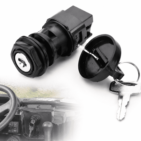 Emlimny Ignition Key Switch 3 Position 6 Pin, Universal Automotive Replacement, Brass Tab Terminals, Panel Mount, Key Operated Engine Starter Compatible with 2001-2018 Polaris Ranger, RZR, Sportsman