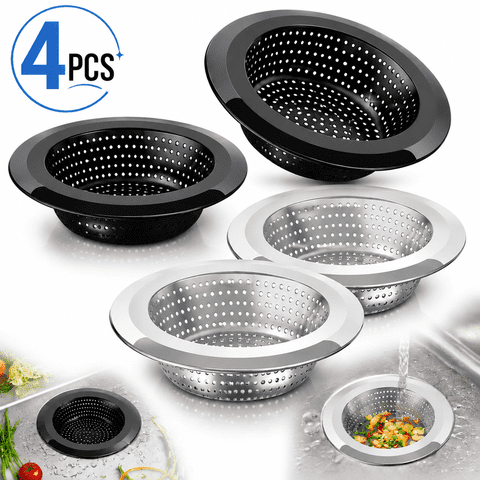 Emlimny Kitchen Sink Drain Strainer, 4 Pack Mesh Kitchen Sink Strainer Basket Stainless Steel, 4.5" Wide Rim Drain Filter with 3" Basket Food Catcher, Sink Drain Protector Strainer for Kitchen