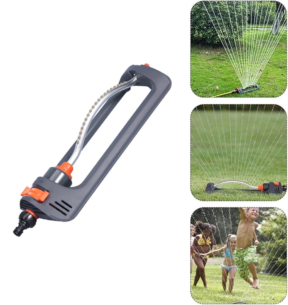 Emlimny Oscillating Sprinkler with 19-Hole Brass Nozzle 4-Way Adjustable Spray Oscillating Sprinkler, Garden Tool for Lawns up to 4,000 sq.ft,Heavy Weight Base, Built-in Spray Jet Cleaning Needle