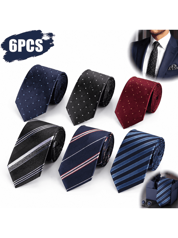 Men's Silk Tie Necktie Woven JACQUARD Neck Ties,6Pc
