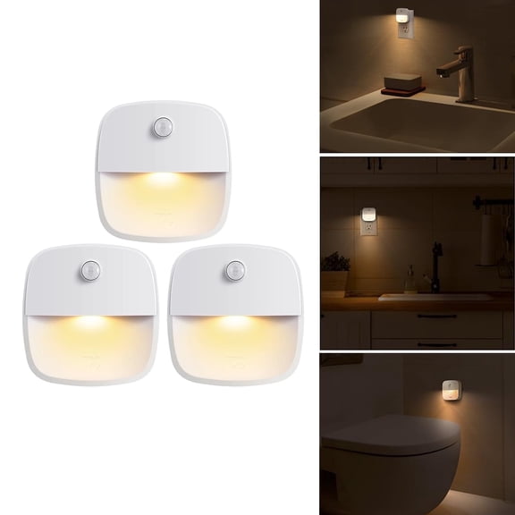 Motion Sensor Light, LED Night Light, Wall Light, Closet Lights, Safe Lights for Stairs, Hallway, Bathroom, Kitchen, Cabinet (White - Pack of 3)