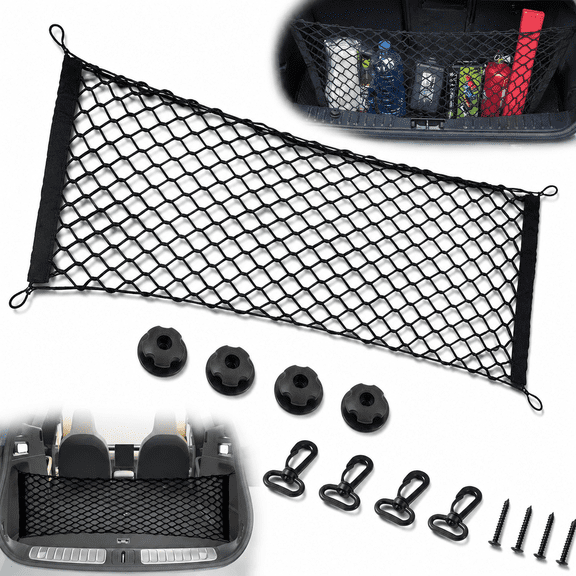 Emlimny Net Stretchable, Car Exterior Accessories, Adjustable Elastic Trunk Storage Net with Hook for SUVs, Cars and Trucks (35.4x15.8 Inch)