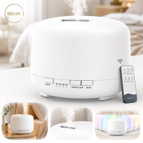 Rongsi Oil Diffuser, 500ml Aromatherapy Diffuser, Upgraded Essential Oil Diffusers with 7 Color Lights Waterless Auto Shut-Off,Diffusers for Essential Oils Large Room, Home (White)