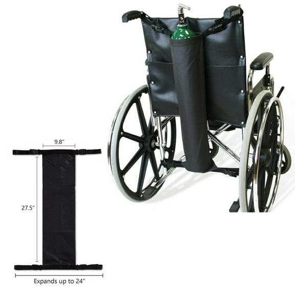 Rongsi Oxygen Tank Holder for Wheelchair - E Cylinder Transport Bag Adjustable Straps Easy to Clean, Heavy Duty, Waterproof Standard Wheelchair size