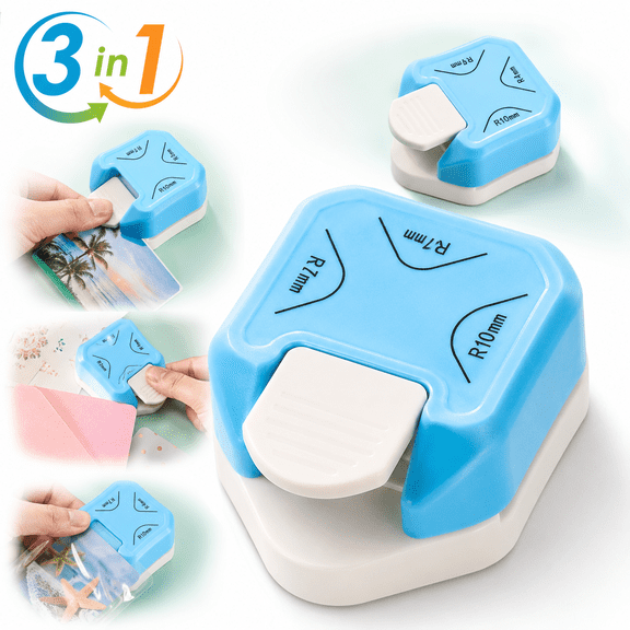 Ustris Paper Corner Rounder 3 in 1 R4mm+R7mm+R10mm, Corner Punches for Paper Crafts, Corner Cutter, Envelope Punch Board, Hole Puncher, Laminate, DIY Projects, Photo Cutter