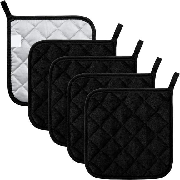 Rongsi Pot Holders for Kitchen Heat Resistant Potholder, Potholder Clearance, Hot Pads for Kitchen, Trivet for Cooking and Baking (5, Black)