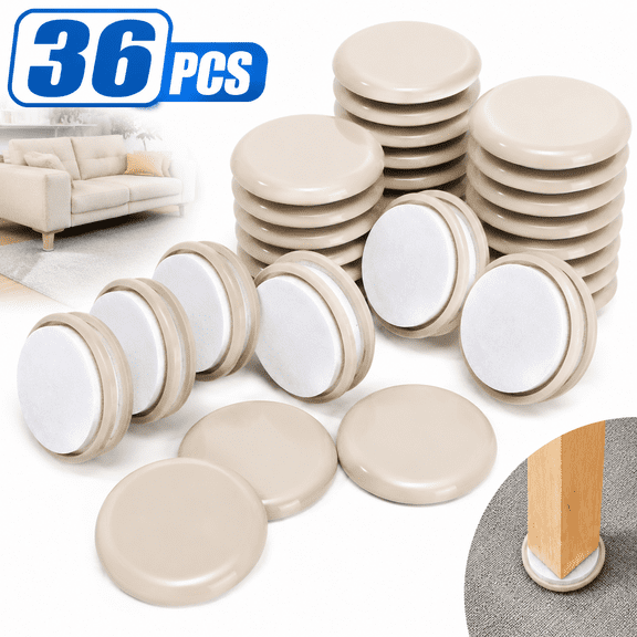 Emlimny Self-Adhesive Furniture Sliders for Carpets, 36Pcs Non-Scratch Moving Pads 1-3/4" Glides - Heavy Duty Furniture Movers for Hardwood & Carpet, Protect Floors, Move Sofa, Table, Chair Easily