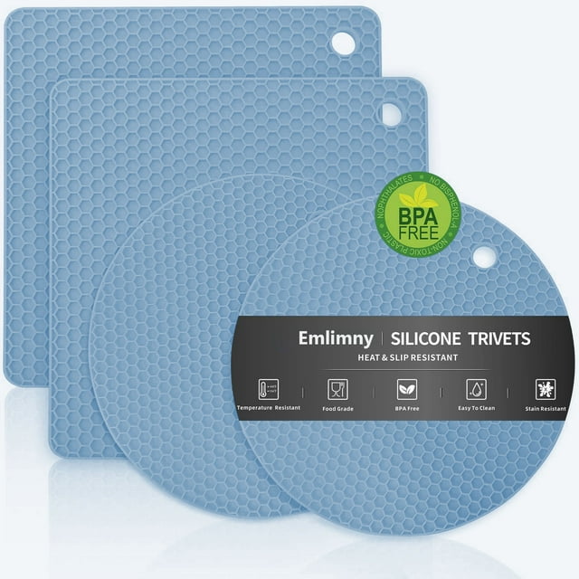 Emlimny Silicone Pot Mats 4 Heat Resistant Pot Holders, Multipurpose