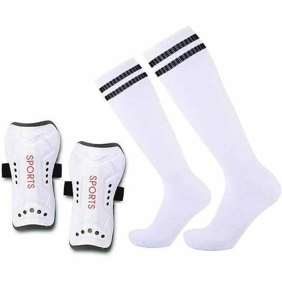 Emlimny Soccer Shin Guards for Youth Kids Toddler, Protective Soccer Shin Pads & Sleeves Equipment - Football Gear for 6-12 Years Old Children Teens Boys Girls (White)
