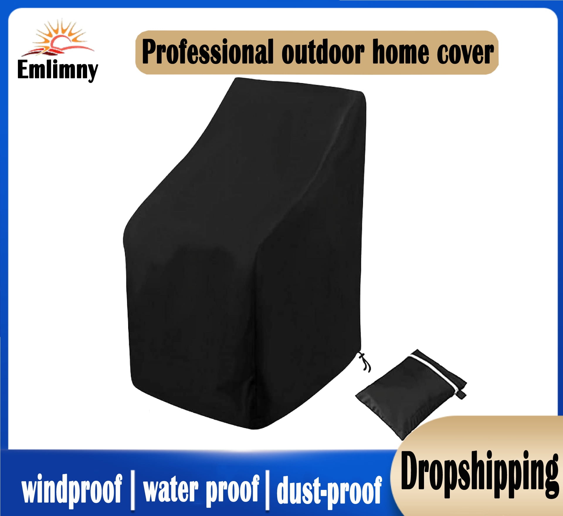 Emlimny Stacking Outdoor Chair Cover Waterproof, Outdoor Patio Furniture Cover for Stacking
