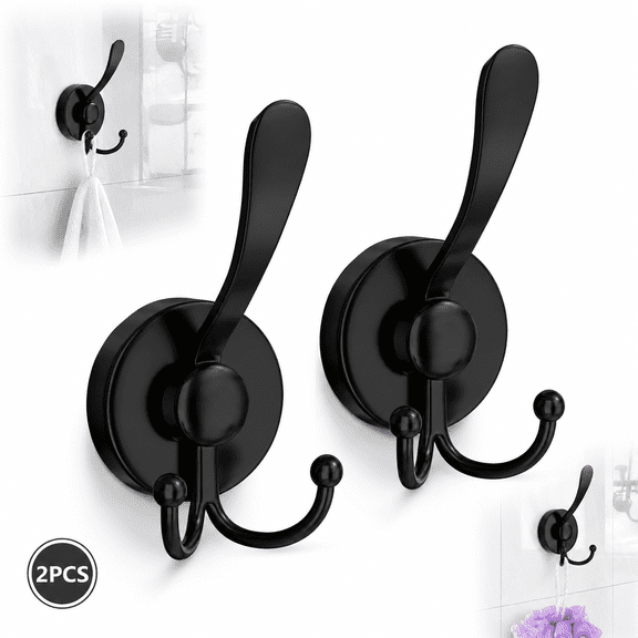 Emlimny Suction Cup Hooks for Shower, 2 Pack Heavy Duty Shower Hooks for Inside Shower, No Drill Towel Hooks for Bathroom Wall, Kitchen, Glass, Mirror, Tile to Hang Towels, Robes, Loofah