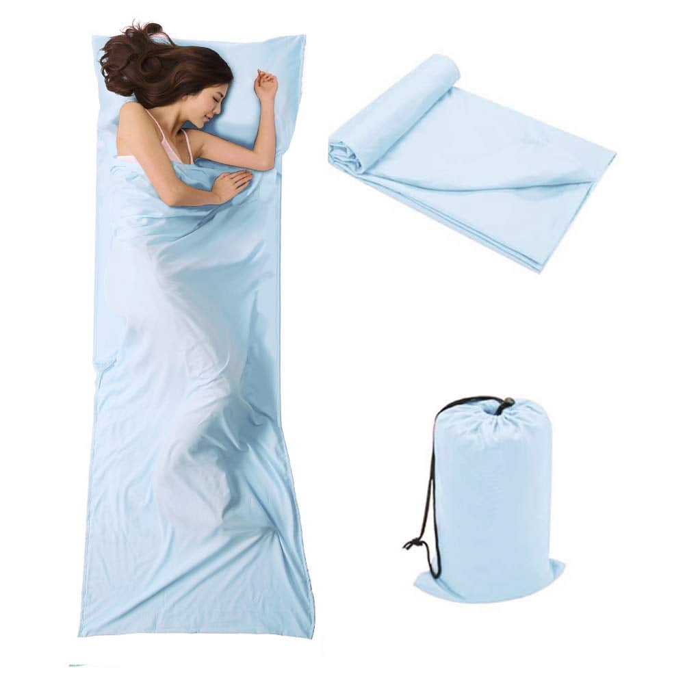 Genreen Travel and Camping Sheet Sleeping Bag Liner - Lightweight Compact and Portable Adult Sleeping Bag - Ideal for Traveling,Hostels and Camping (Blue)