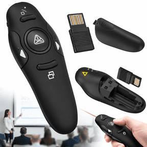 Emlimny Wireless Presenter Remote, Presentation Clicker with USB Receiver, RF 2.4GHz PowerPoint Clicker, Laser Pointer for Computer Laptop, PPT Slide Advancer Remote ControlBattery not included