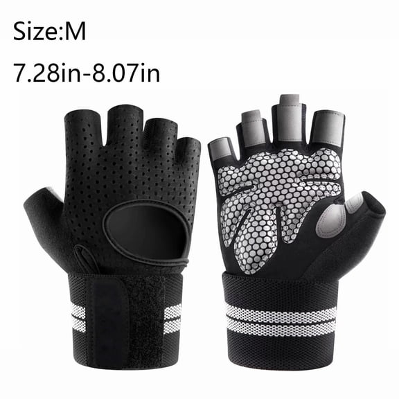 Emlimny Workout Gloves Men Women Medium Size Weight Lifting Gloves with Wrist Support for Gym Exercise Fitness Training Lifts, Made of Microfiber and Spandex Fiber - Black