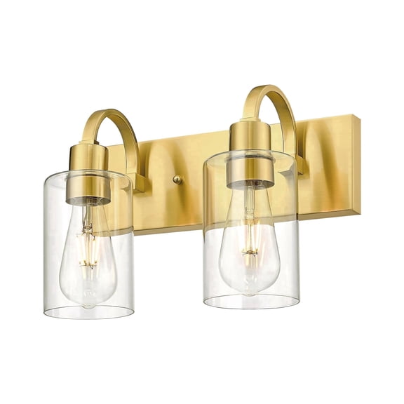 Emliviar 2-Light Brushed Gold Vanity Light, Modern Bathroom Light Fixture, YCE237B-2W BG
