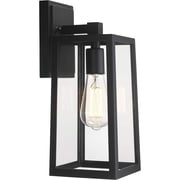 Emliviar Outdoor Wall Lantern, 13.8 Inch Exterior Porch Light in Black Finish with Clear Glass, WE212B BK