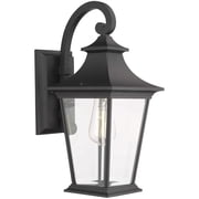 Emliviar Outdoor Wall Lantern for Porch, 18" Clear Glass in Black Finish, E26 Base, 500181