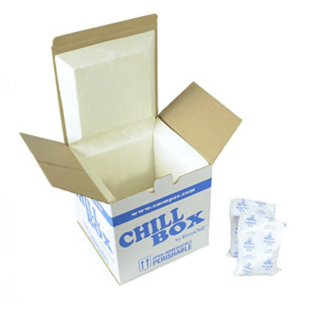 EmmChill CB12 Insulated Shipping Cooler, 12" X 12" X 12" w/ 2 Nordic