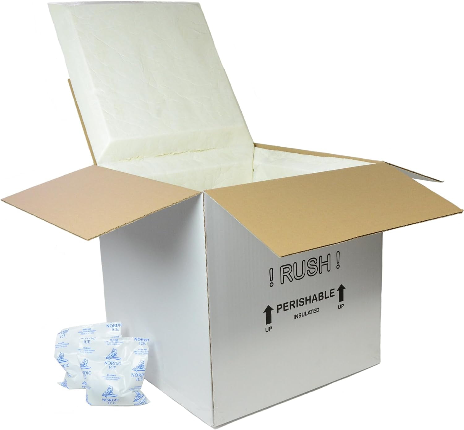 EmmChill SF17A Insulated Shipping Cooler, 17" x 17" x 17" (Inside 14" x 14" x 14") with 2 Ice Packs …