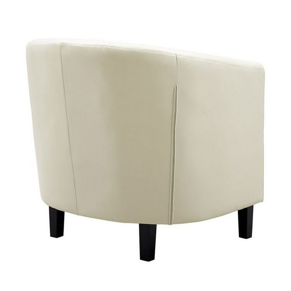 Emma Accent Chair, Button Tufted Faux Leather Barrel Chair, Midcentury Modern Accent Chair, Comfy Armchair, Tub Barrel Chairs Cream