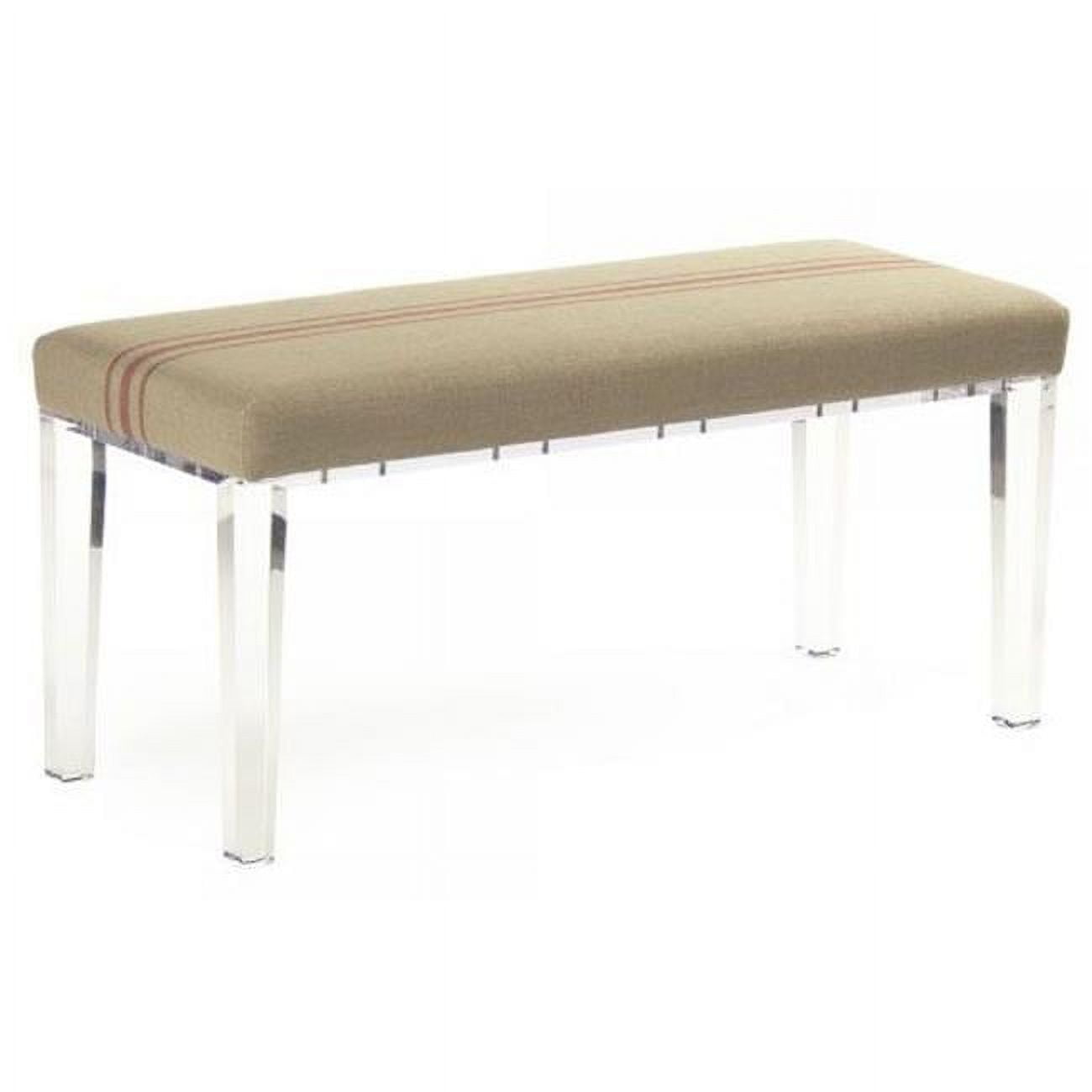 Natural Linen Red Pinstripe Acrylic Leg Bench