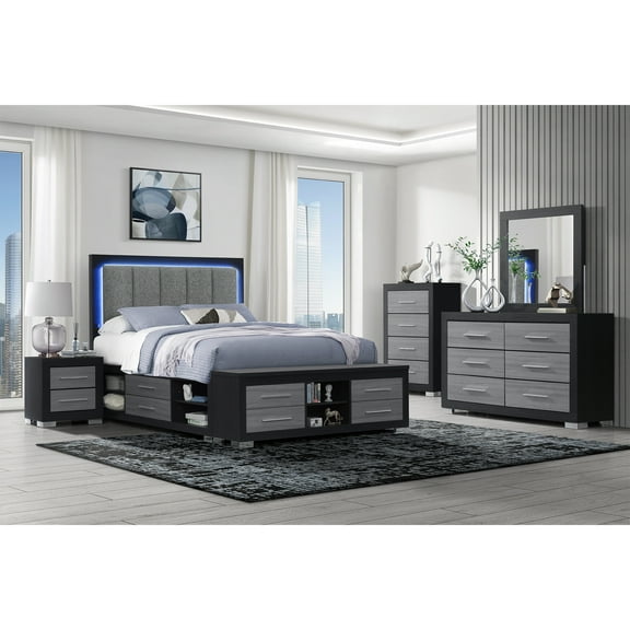 Emma Black and Gray Queen 5PC Bedroom Set