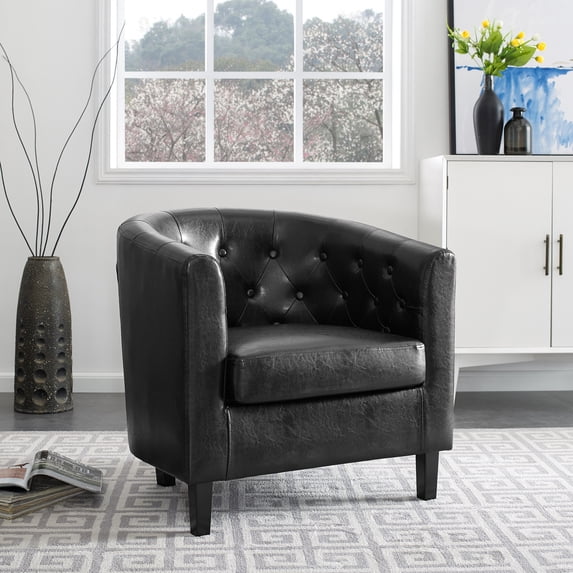 Emma Button Tufting Accent Arm Chair by Naomi Home-Color:Black