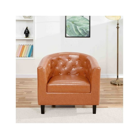 Emma Button Tufting Chair by Naomi Home - Set of 2-Color:Caramel,Style:Accent Chair