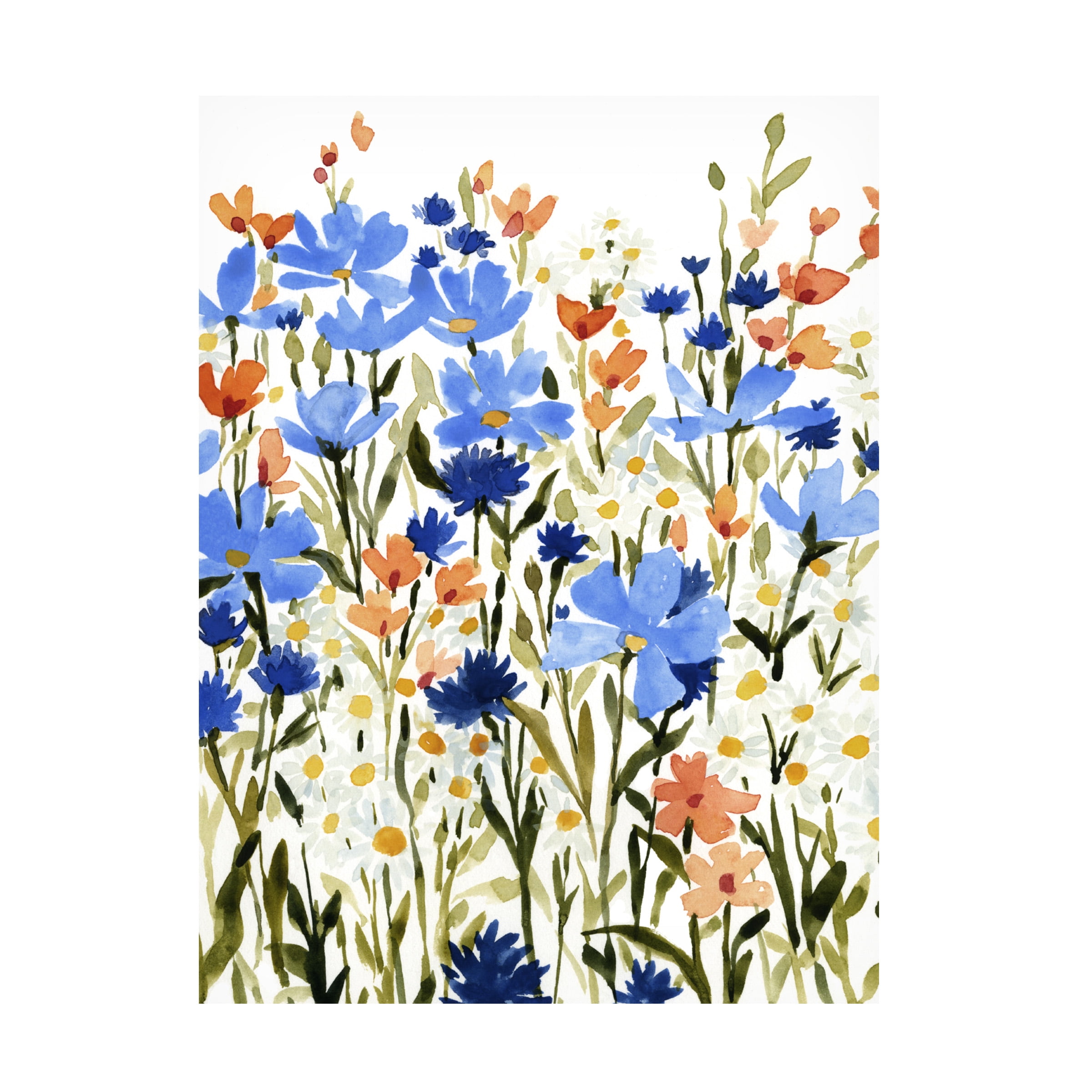 Bright Wildflower Medley II Canvas Art in Blue and Green
