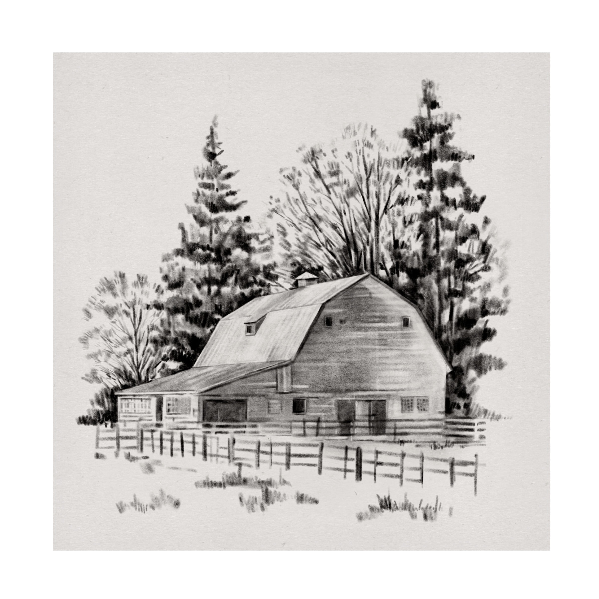 Emma Caroline 'Distant Barn Sketch I' Canvas Art
