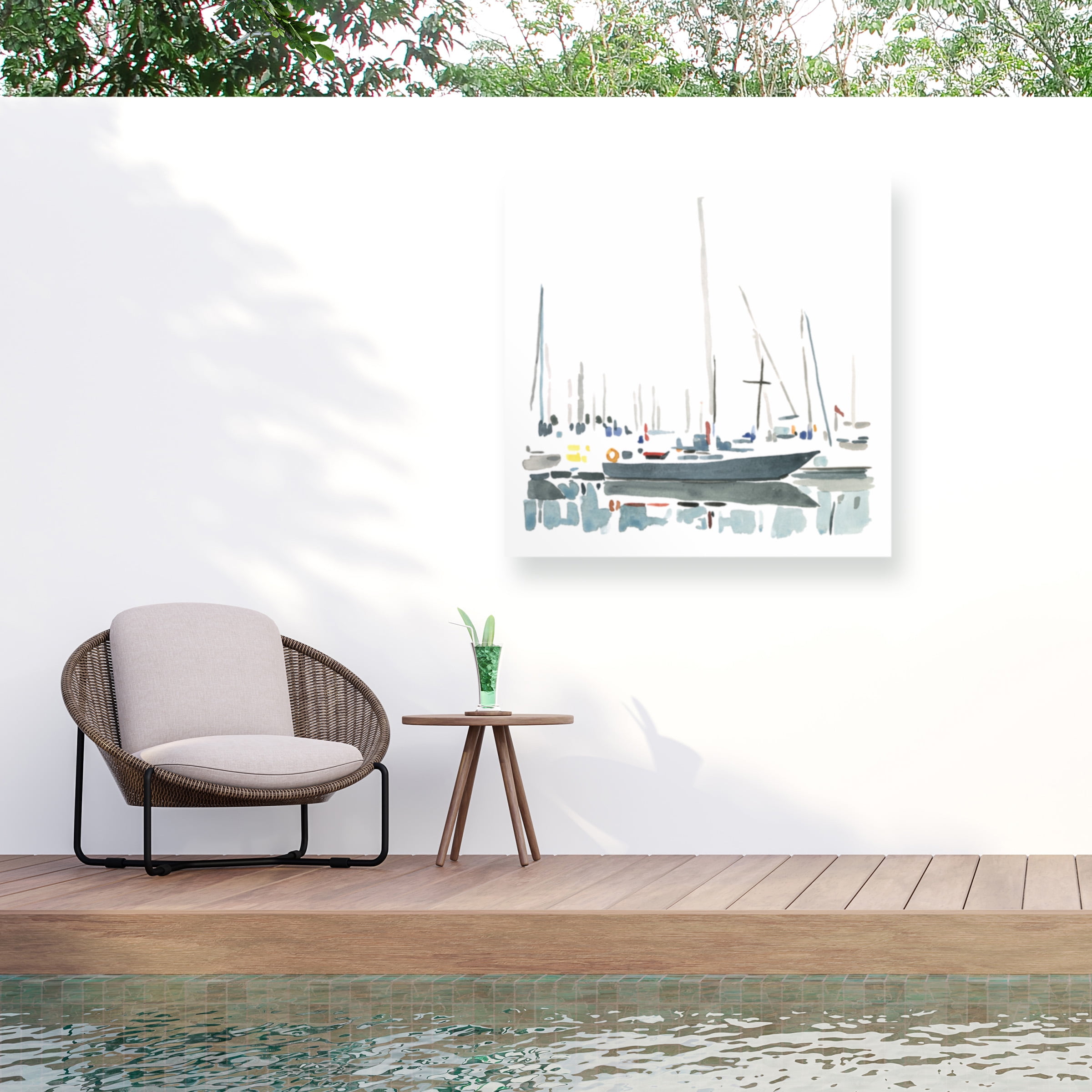 Emma Caroline 'Sailboat Scenery I' Outdoor Canvas 18x16