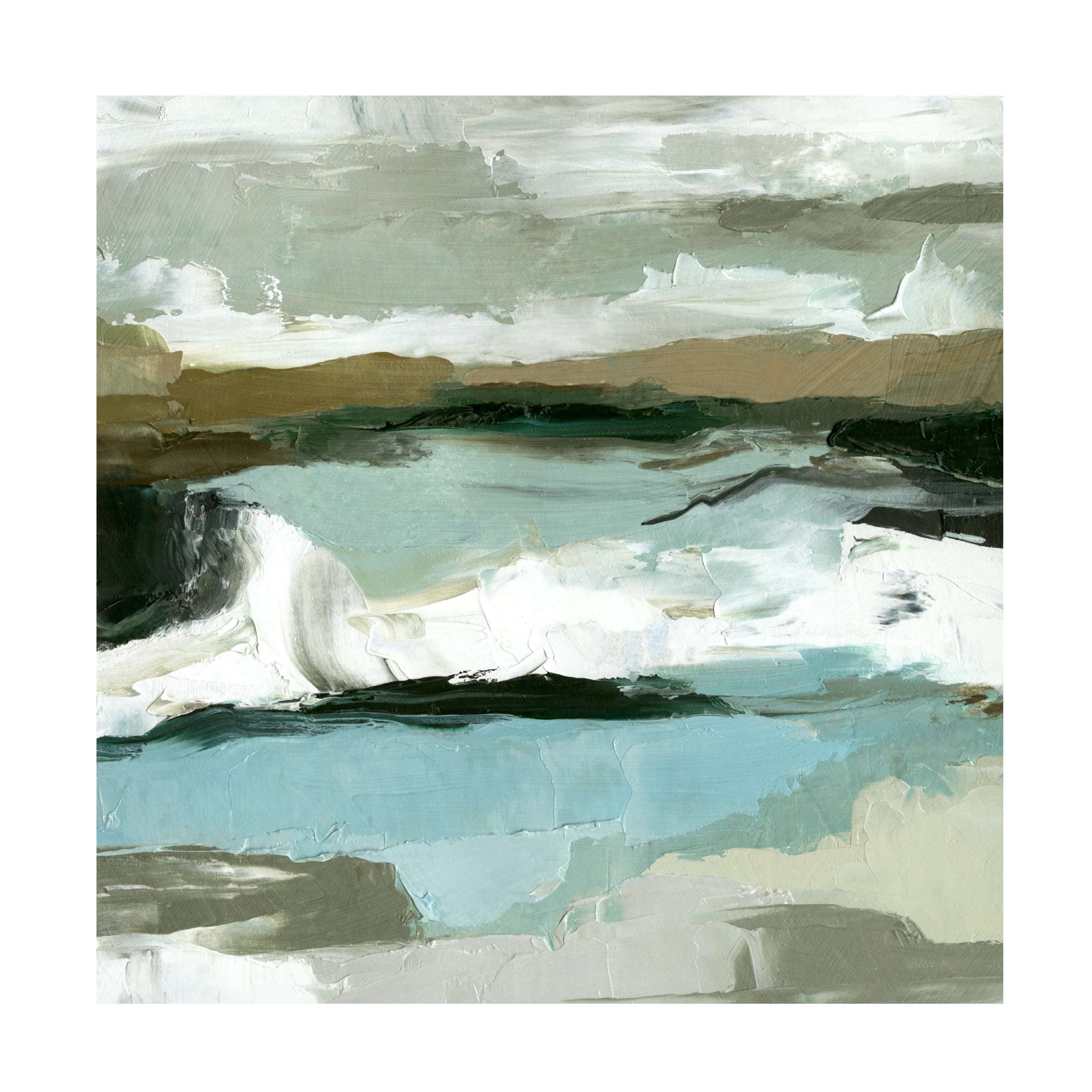 Large Textured Ocean Tide Canvas Art in Green and Blue